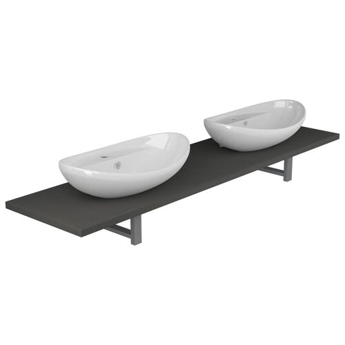 Unique 3-piece bathroom furniture set ceramic gray 5