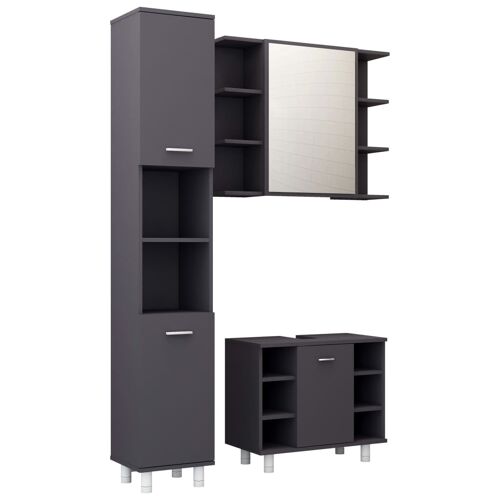 Unique 3-piece bathroom furniture set chipboard gray 3