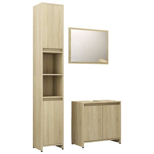 Unique 3-piece bathroom furniture set chipboard sonoma oak 2