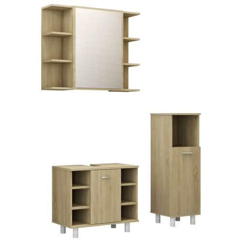Unique 3-piece bathroom furniture set chipboard sonoma oak 5