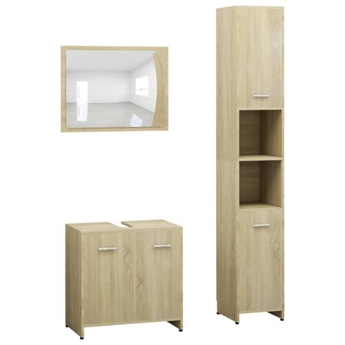 Unique 3-piece bathroom furniture set chipboard sonoma oak 1