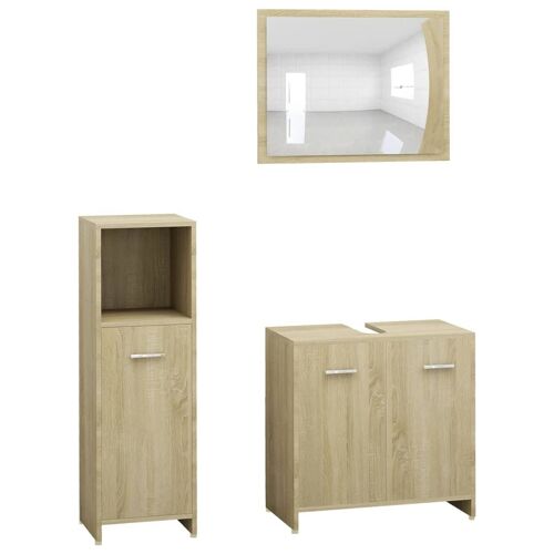 Unique 3-piece bathroom furniture set chipboard sonoma oak 4
