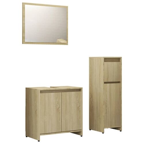 Unique 3-piece bathroom furniture set chipboard sonoma oak 6