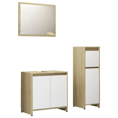 Unique 3-piece bathroom furniture set chipboard white sonoma 6