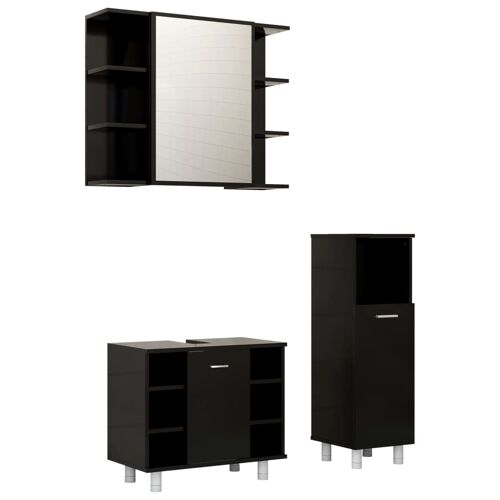 Unique 3-piece bathroom furniture set chipboard black 5