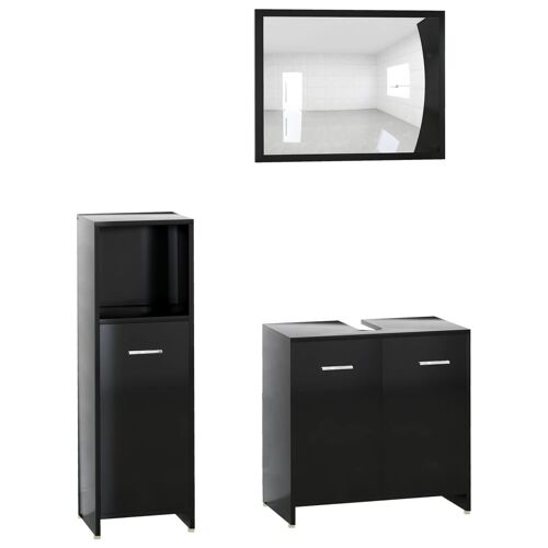 Unique 3-piece bathroom furniture set chipboard black 4