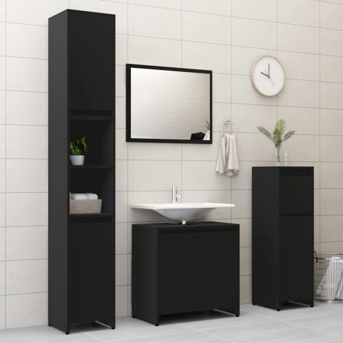 Unique 3-piece bathroom furniture set chipboard black 6