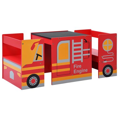 Unique 3-piece children's chair and table set fire truck
