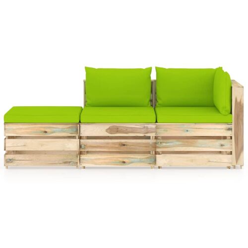 Unique 3-piece lounge set with cushions green impregnated 12