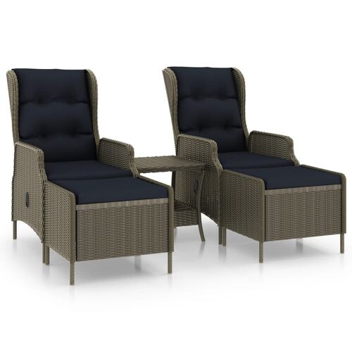 Unique 3-piece lounge set with cushions poly rattan brown 10
