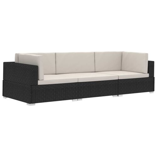 Unique 3-piece lounge set with cushions poly rattan black 17
