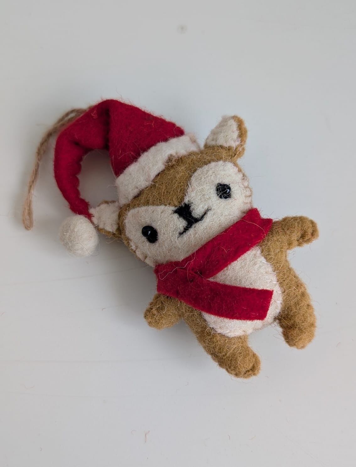 Cappello da Babbo Natale, orso, ornamento in feltro fatto a mano