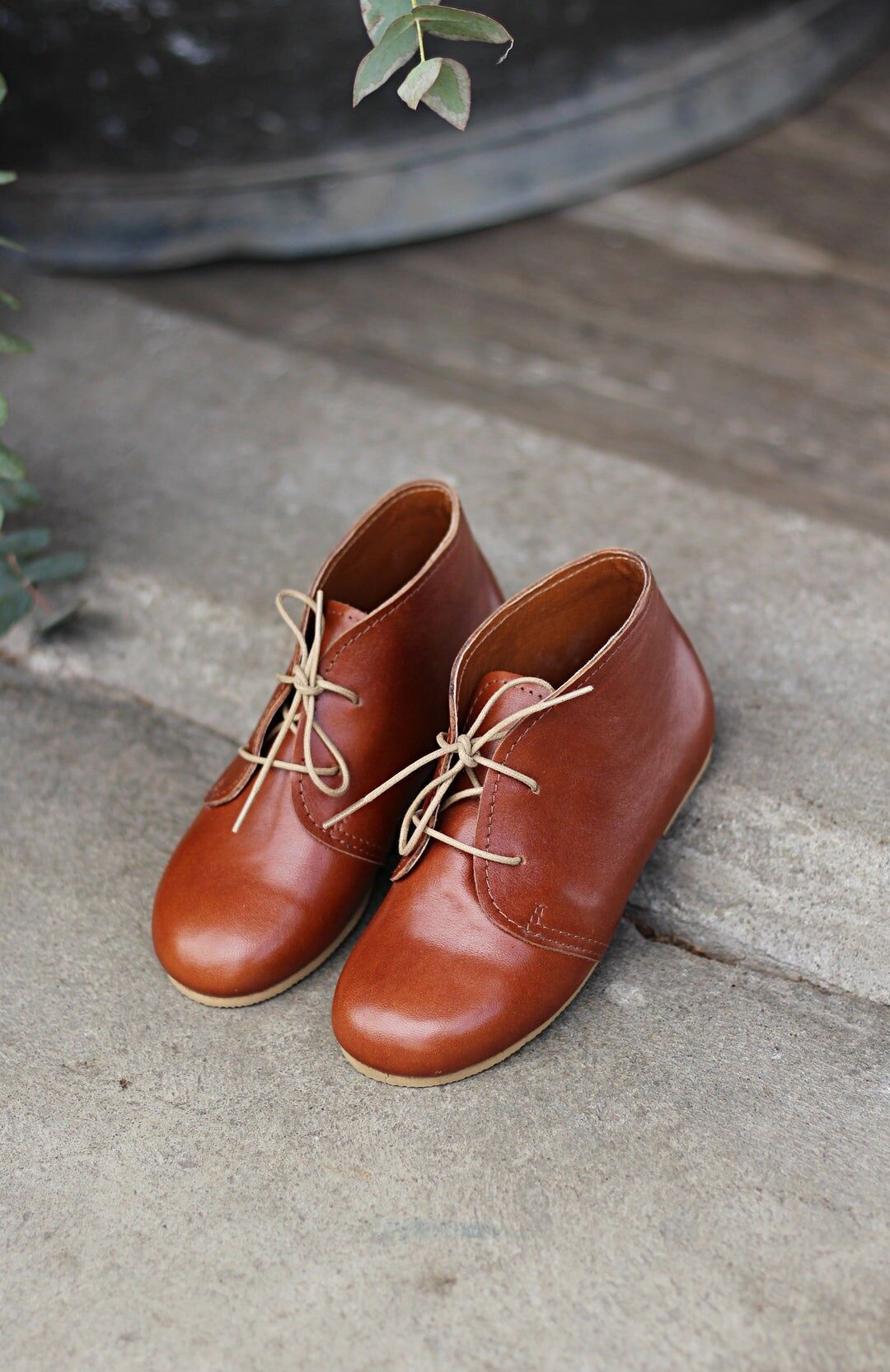 Stivaletti in pelle fatti a mano per bambine - Heidi - Marrone Cognac