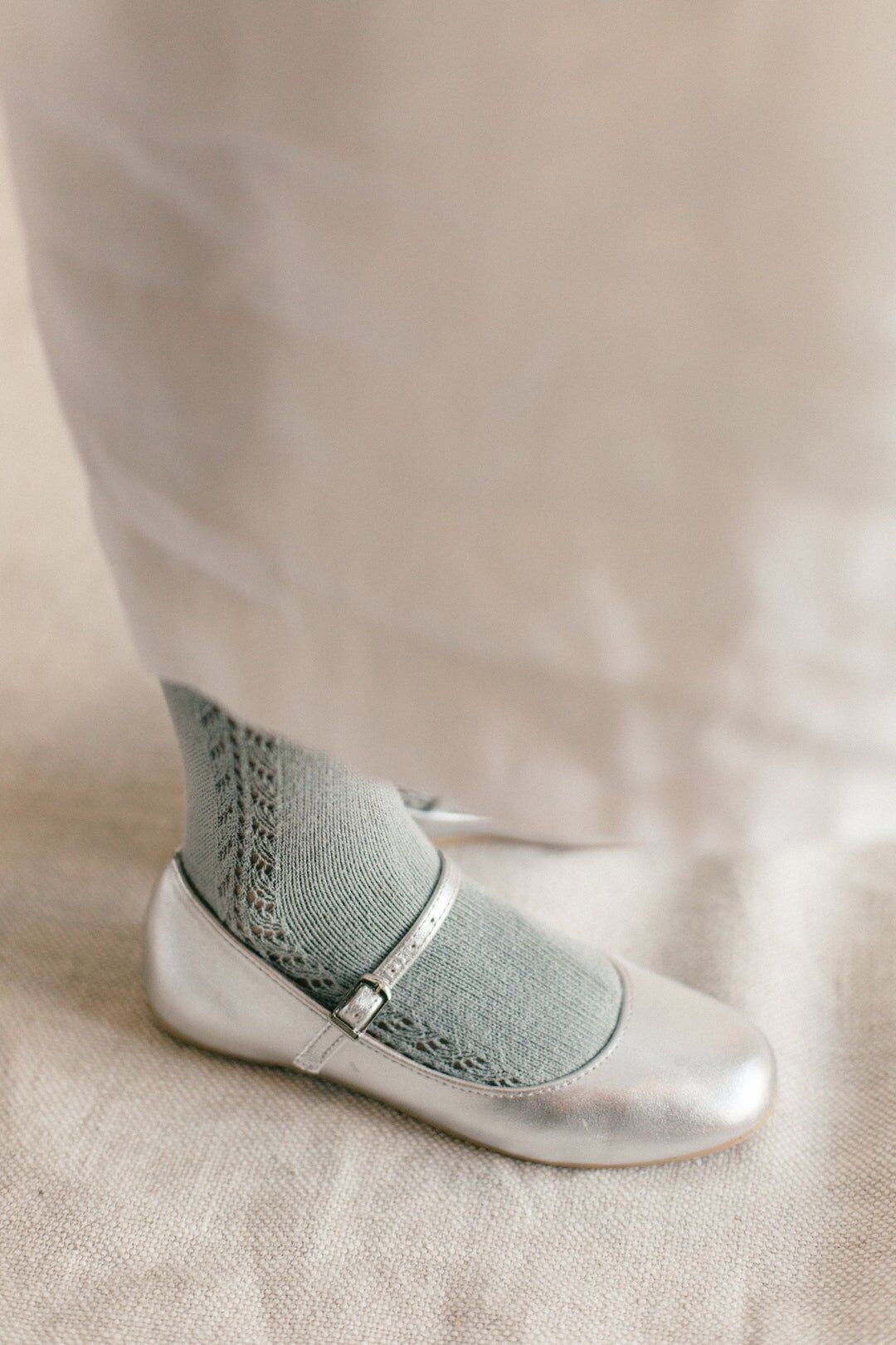 Ballerine in pelle fatte a mano per bambine - Amelia - Argento (22-30)