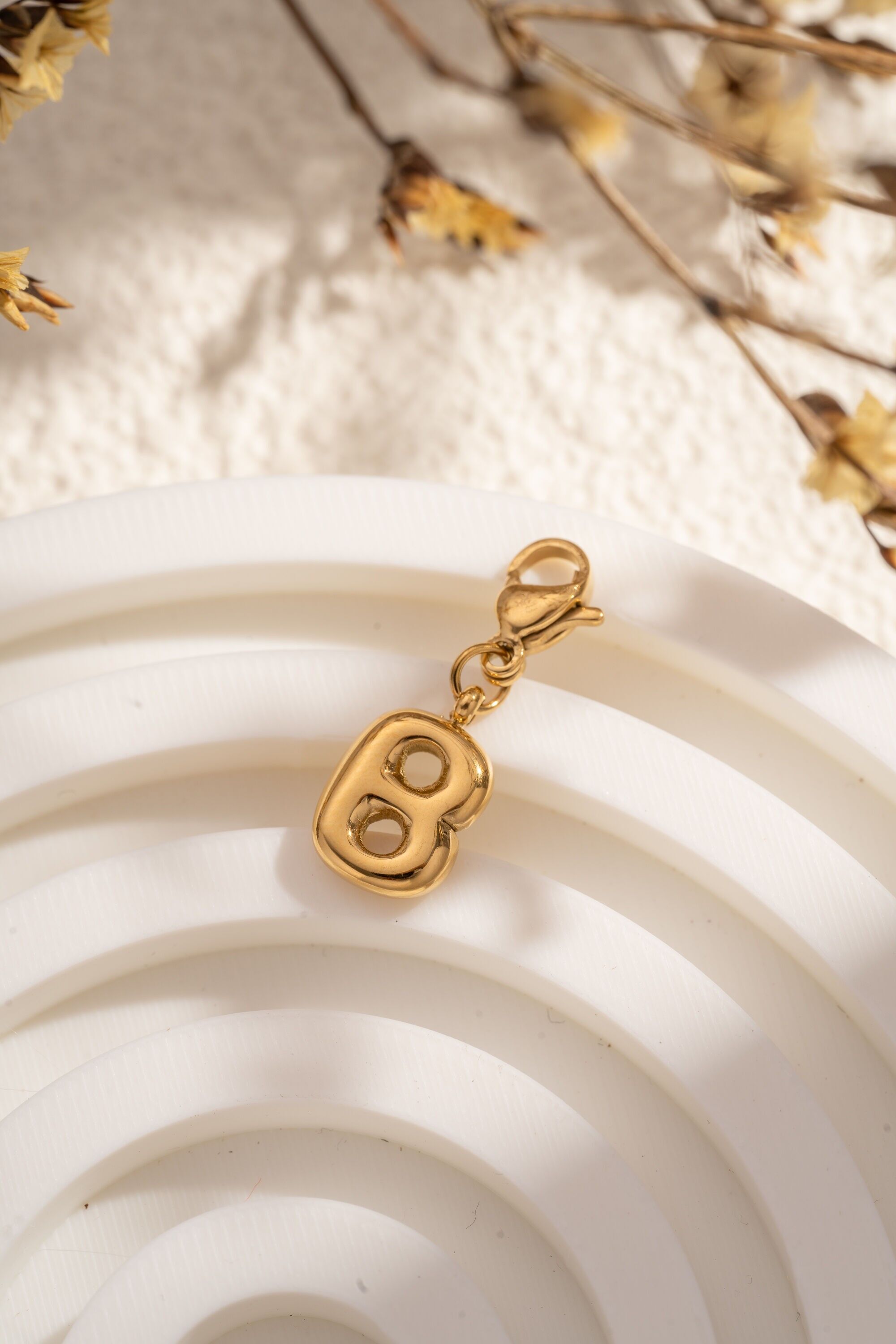 Pendentif lettre B alphabet acier inoxydable personnalisable