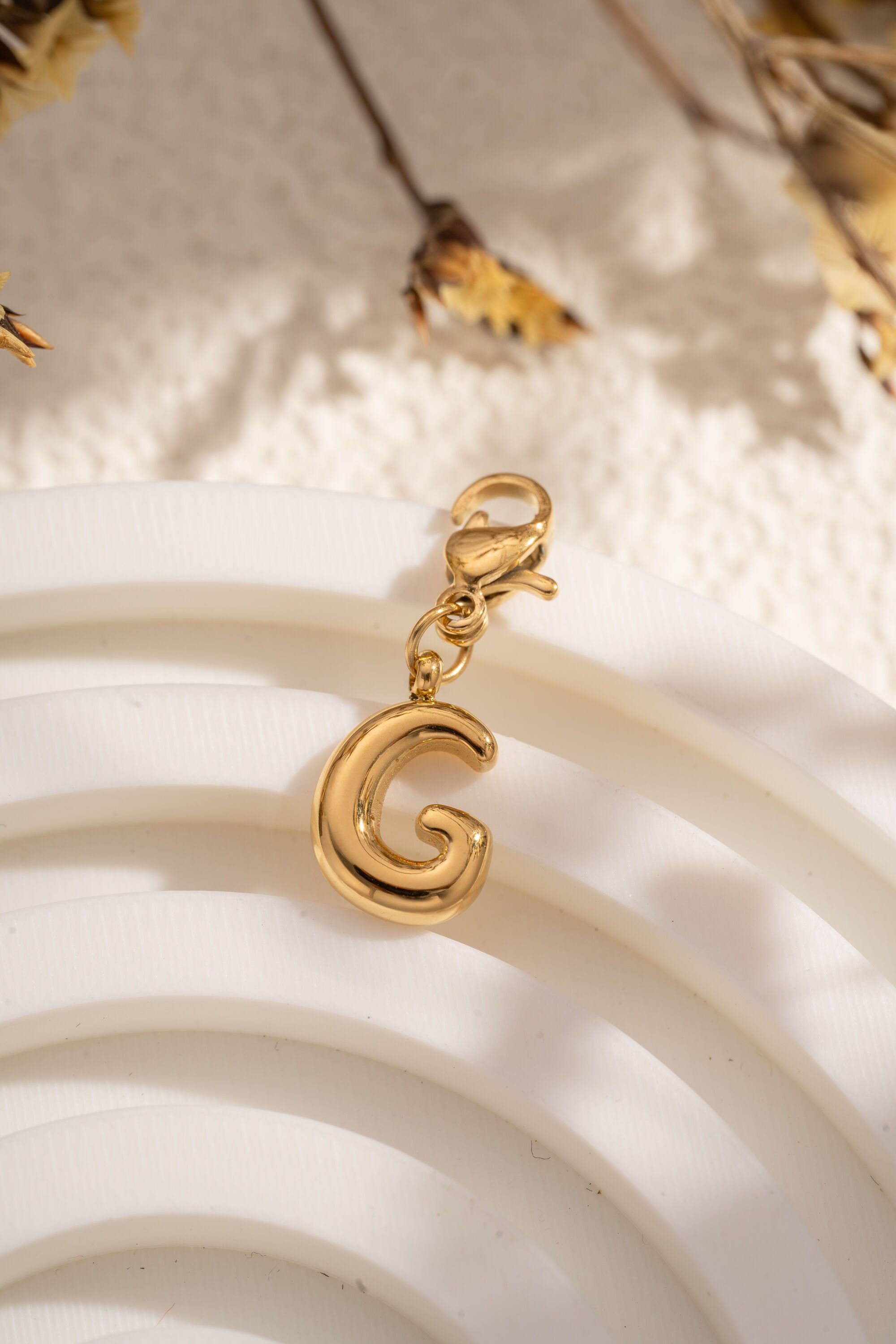 Pendentif lettre G alphabet acier inoxydable personnalisable