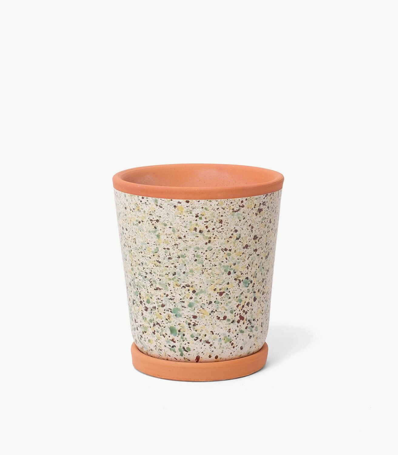 Pot en terre cuite mouchetée sur fond blanc CA2017BL