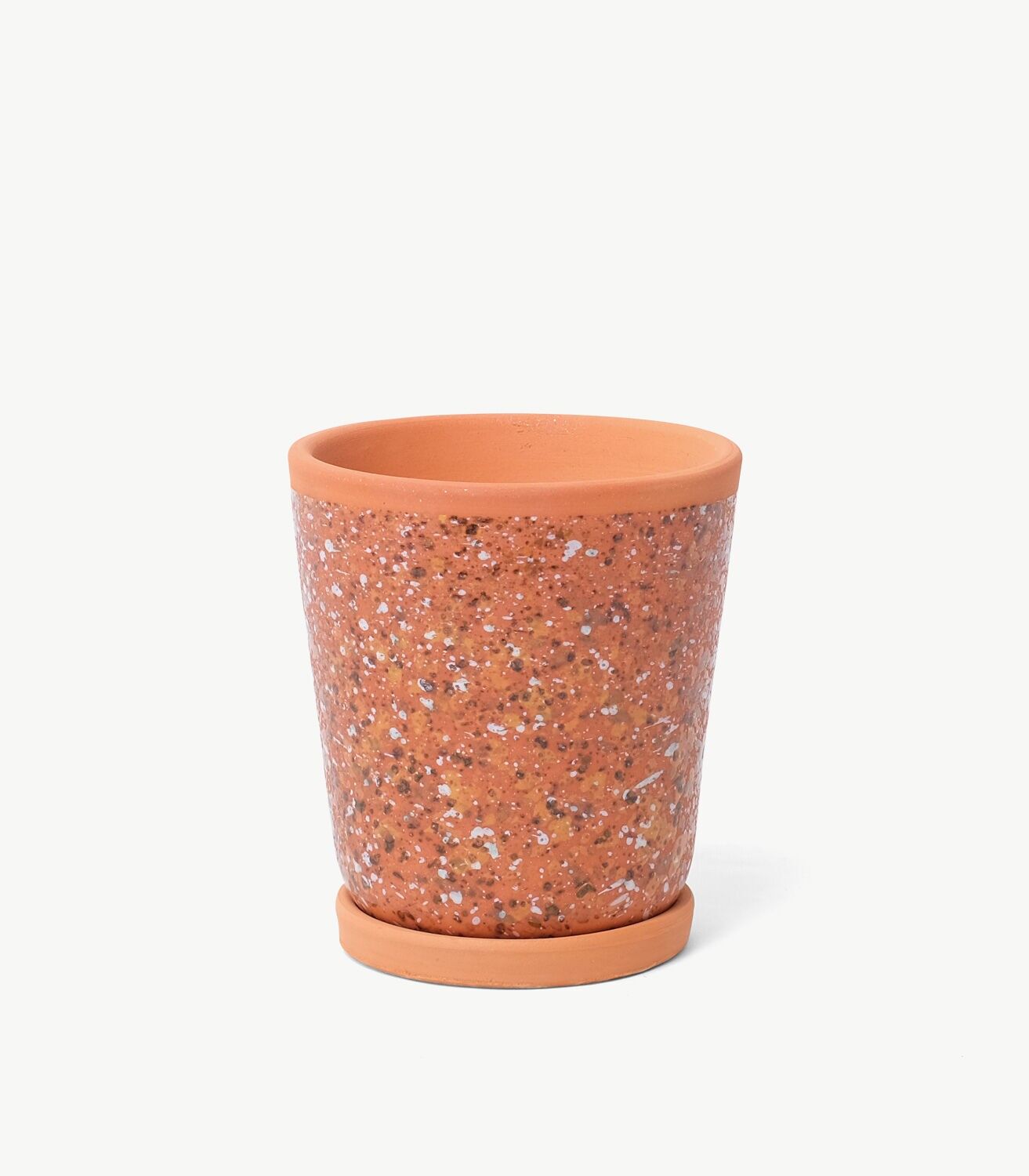 Pot en argile mouchetée sur socle en terre cuite CA2017TE