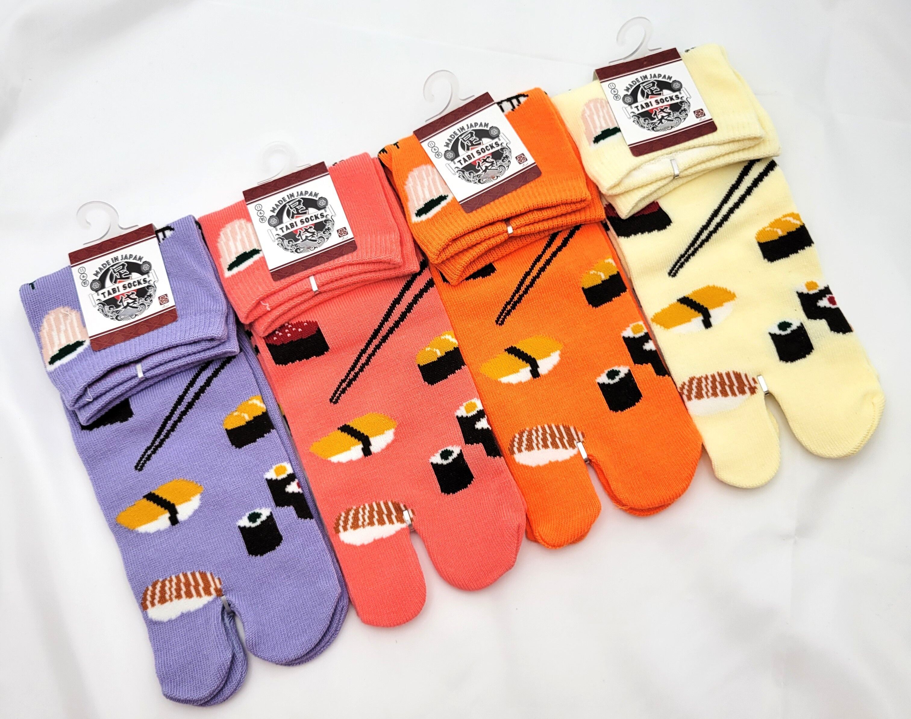 Japanische Tabi-Socken – Buntes Sushi-Muster – Größe 34–40