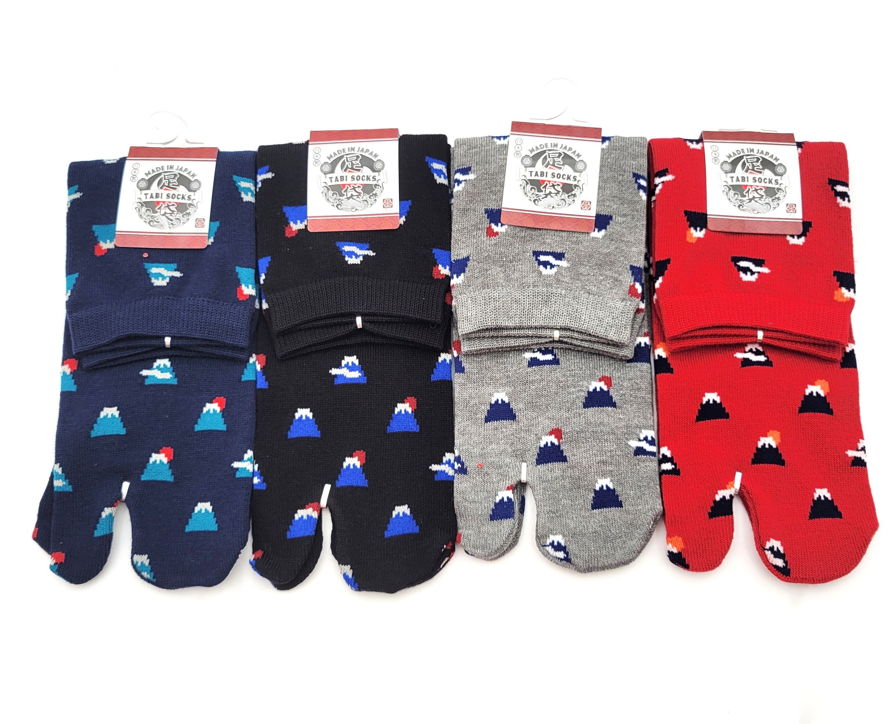 Japanische Tabi-Baumwollsocken – Kleines Fuji-Motiv – Größe 34–40