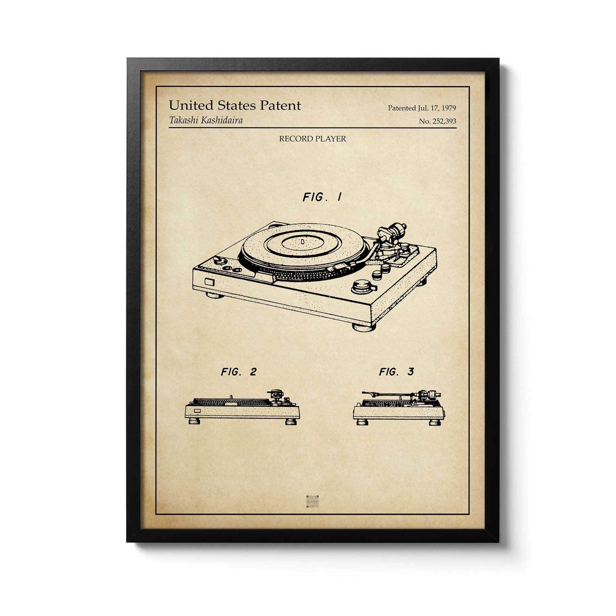 Affiche brevet Interactive - Platine Vinyle - 30x40cm