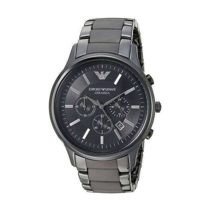 OROLOGIO DA UOMO EMPORIO ARMANI AR1451 IN ACCIAIO INOX CON CINTURINO IN CERAMICA NERO E QUADRANTE NERO CON CASSA NERA CRONOGRAFO