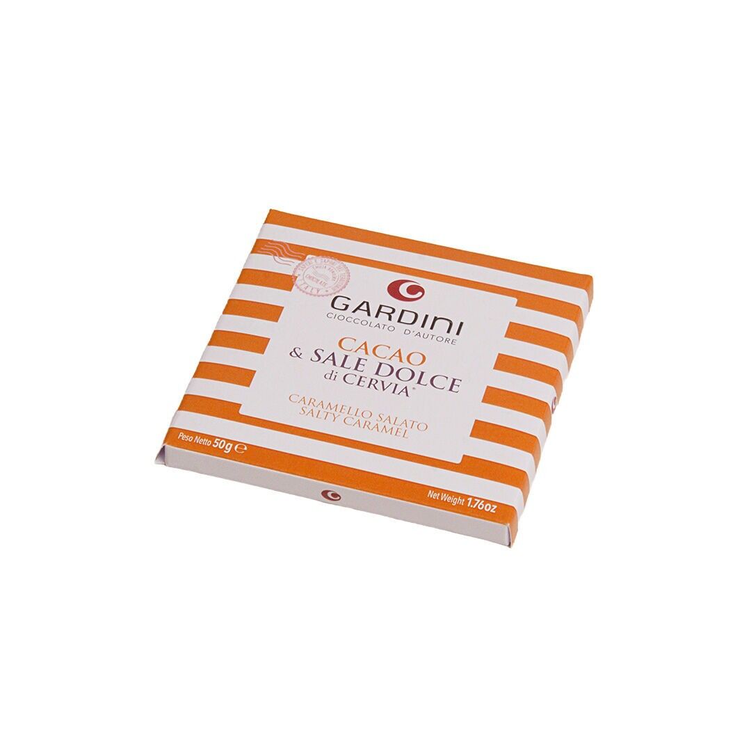 Schokolade mit süßem Cervia-Salz und gesalzenem Karamell 50 g