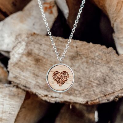 Collier Skyla "Coeur" | Bijoux en bois | Bois de noix