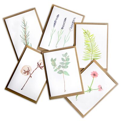 Conjunto de tarjetas de felicitación botánicas