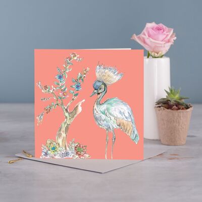 Peach Bird Greetings Card