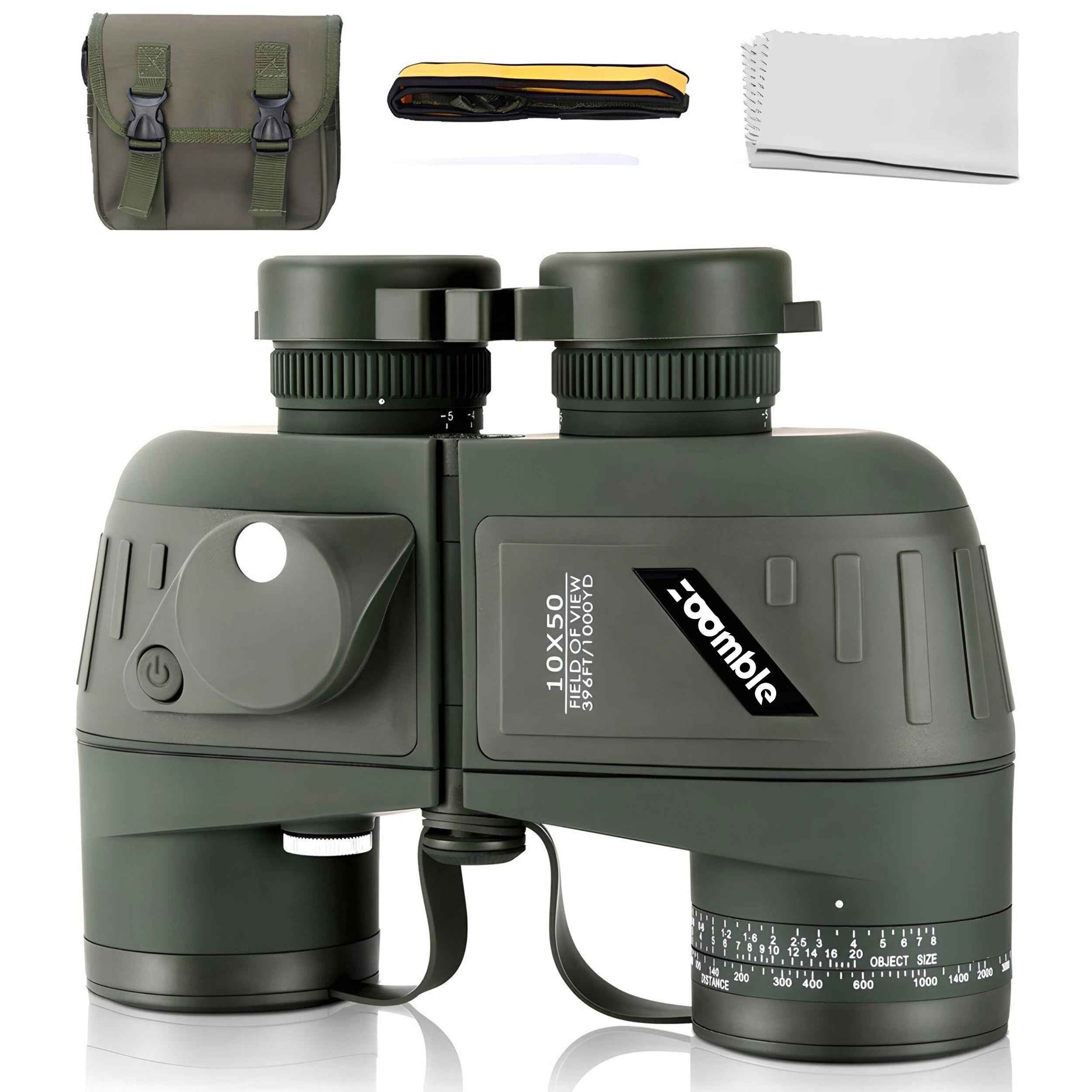 Zoomble® 10x50 Entfernungsmesser-Fernglas – Wasserdicht, schwimmfähig und distanzmessend
