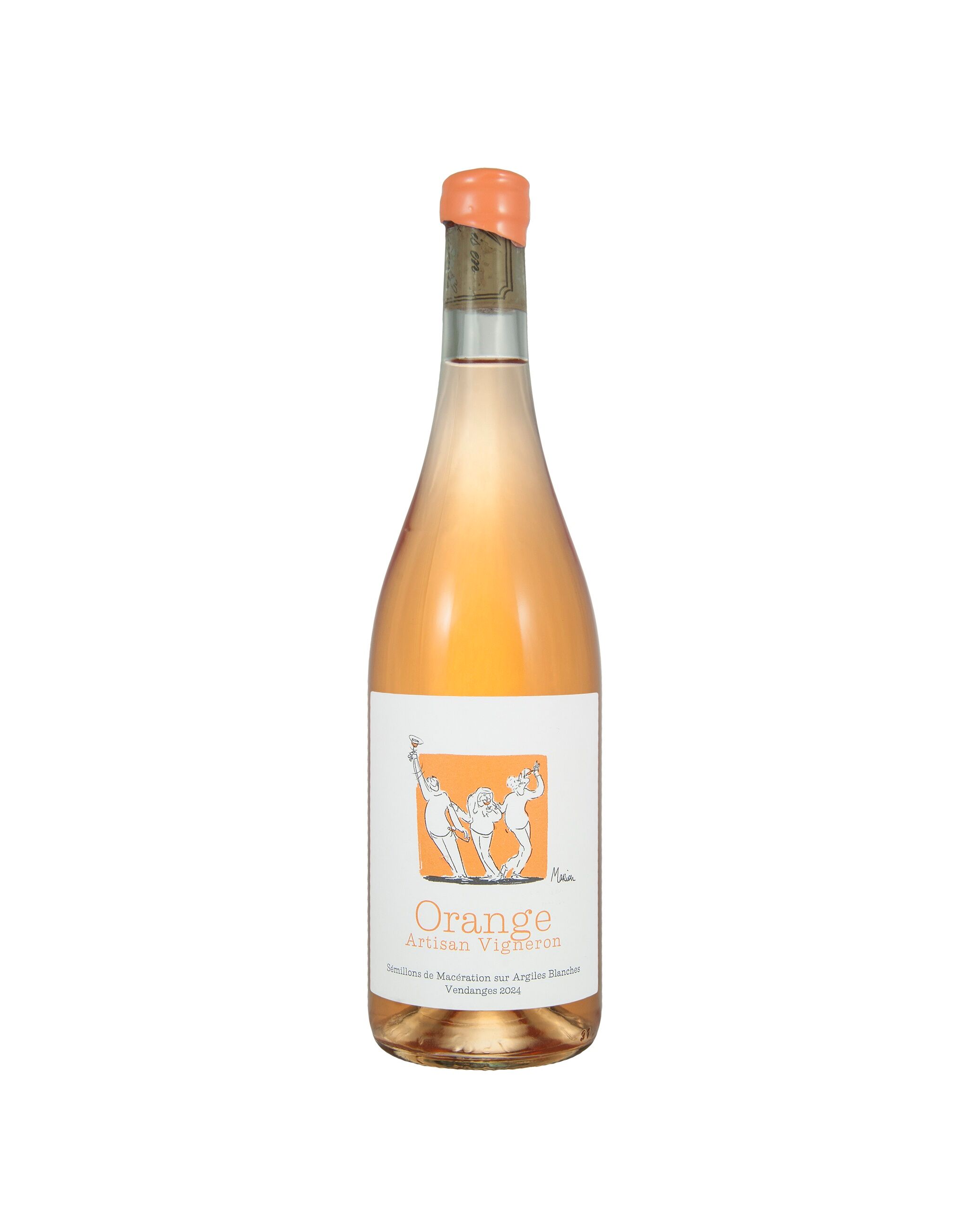Organic Orange Wine 2024 Sémillon Sauvignon Gris "Orange" with White Bottle Capsule