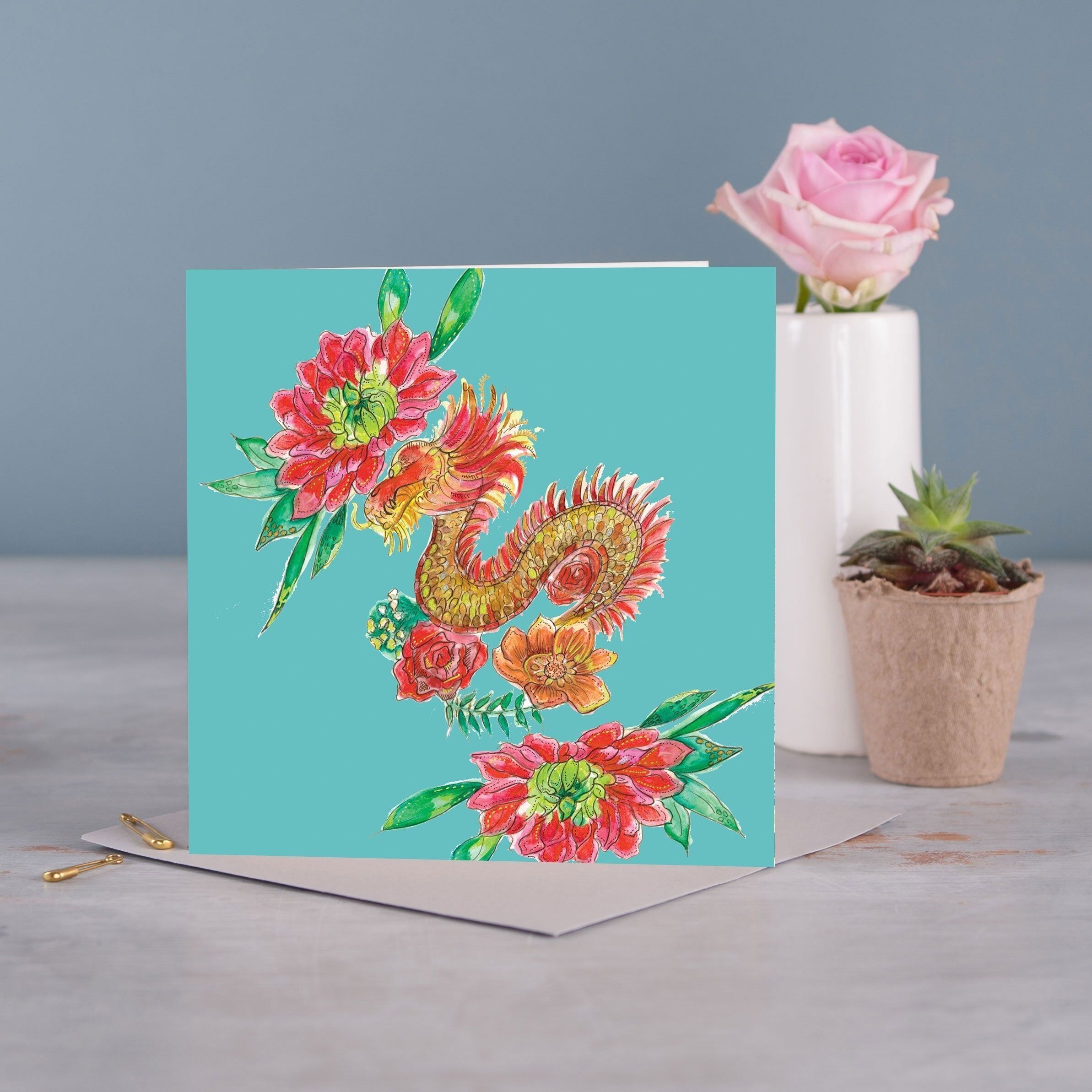 Biglietto d'auguri drago rosso