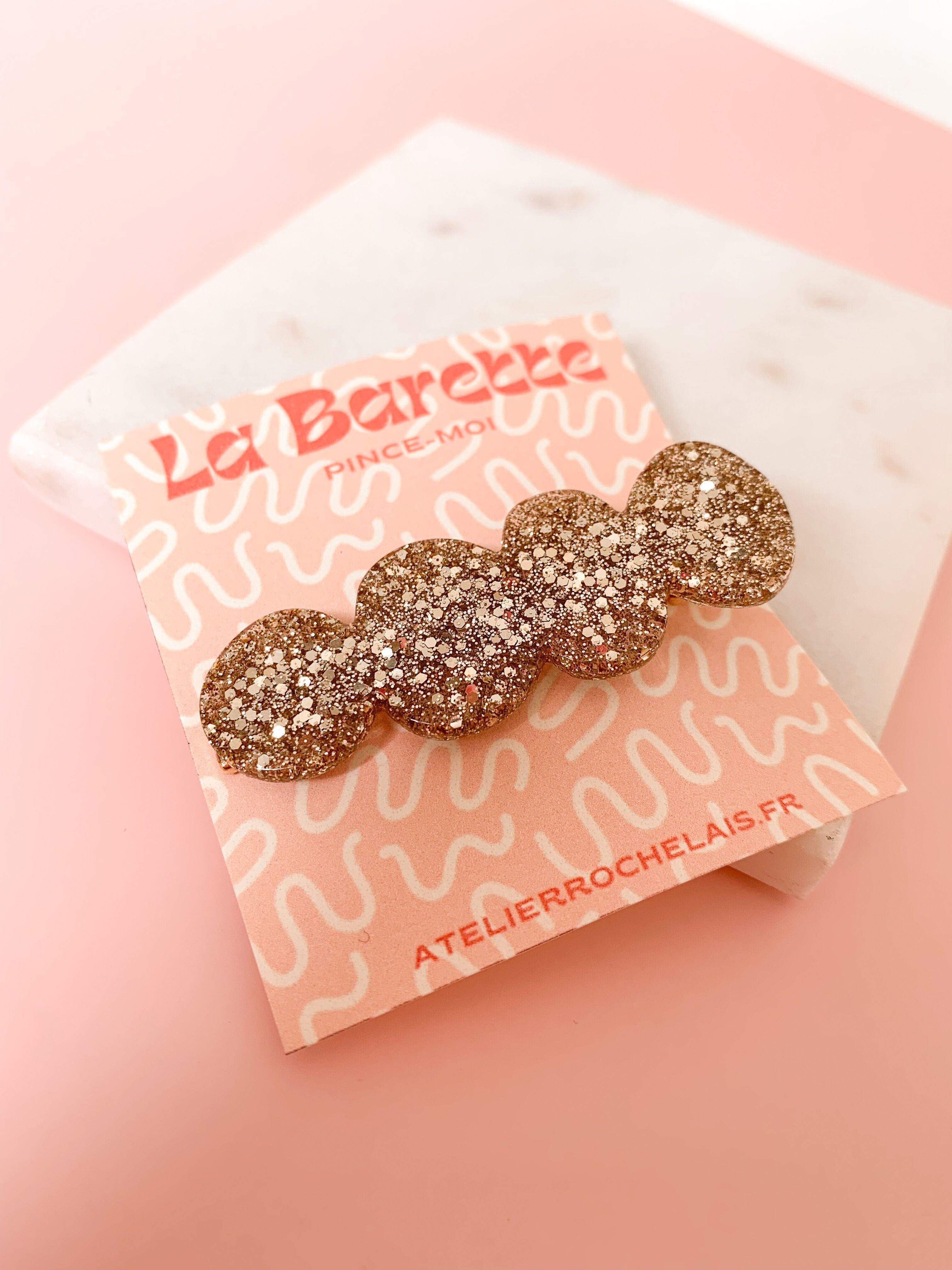 Gold glitter resin barrettes