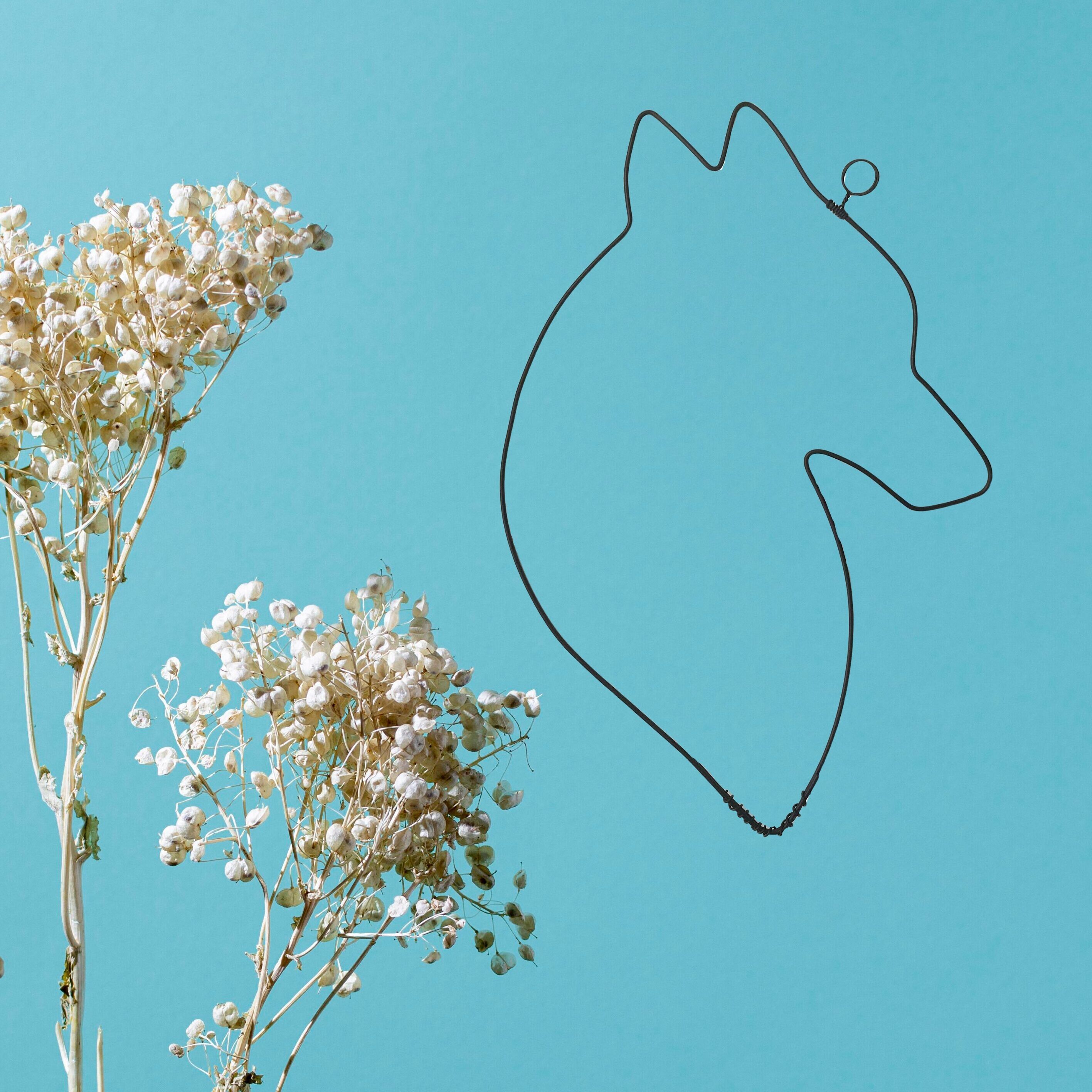 Décoration Murale en Fil de Fer "Tête Loup" - à punaiser - Bijoux de Mur - Déco Noel/Hiver/Montagne