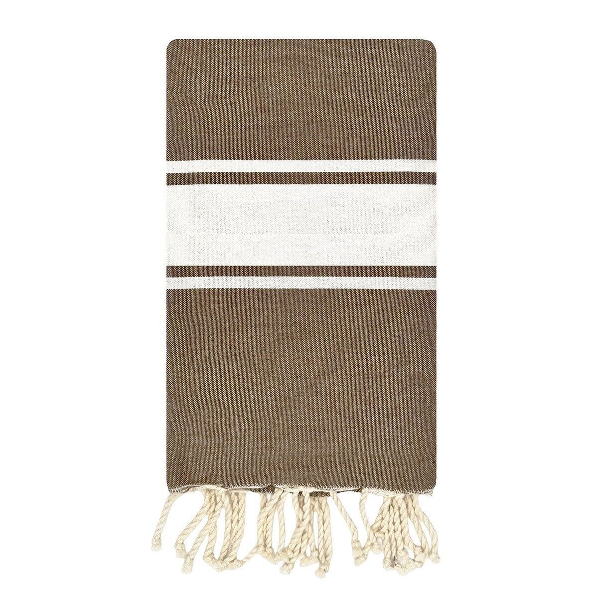 Fouta de plage 1mx2m Koh Lipe Taupe en coton recyclé tissage plat