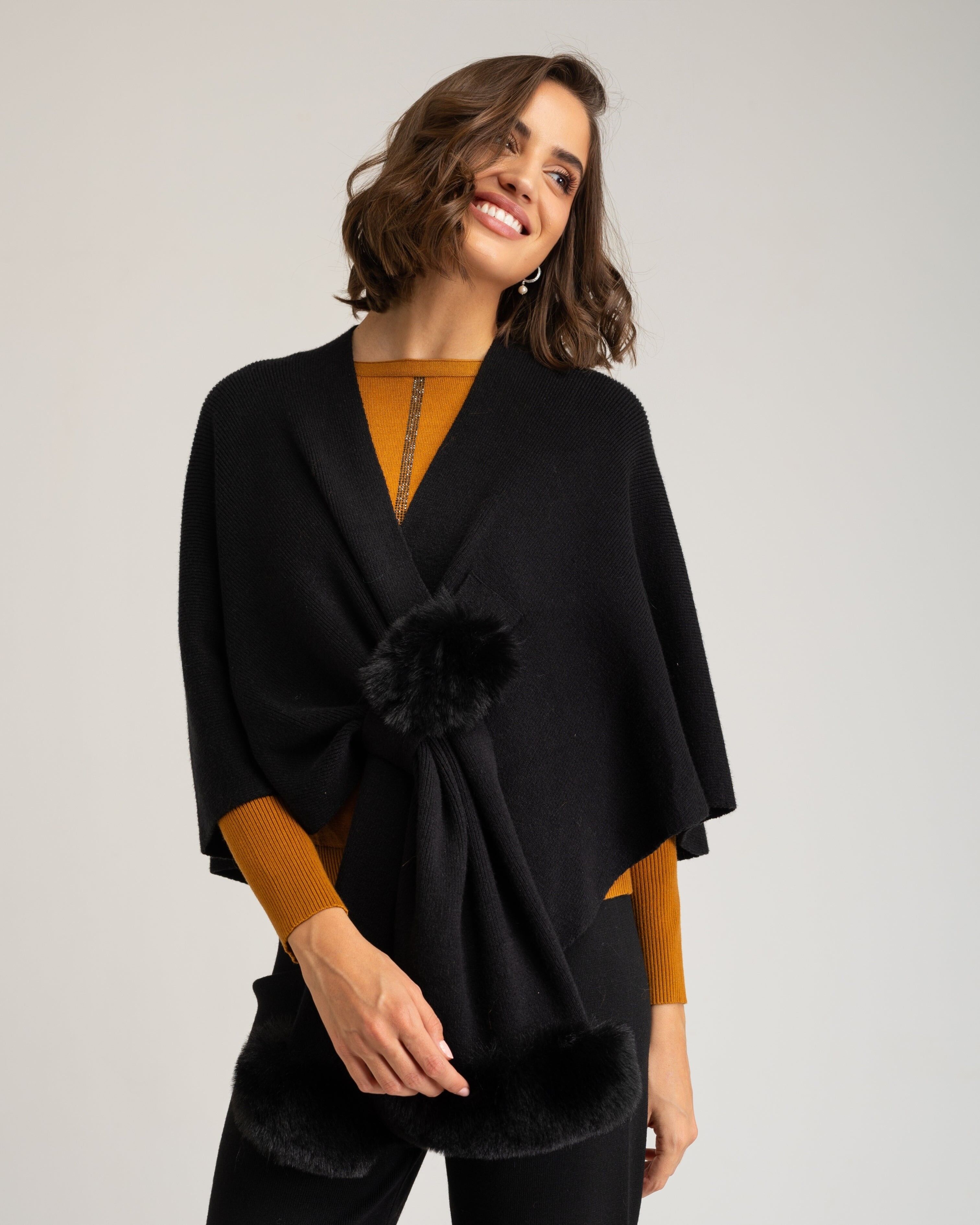 Poncho incrociato nero Samara