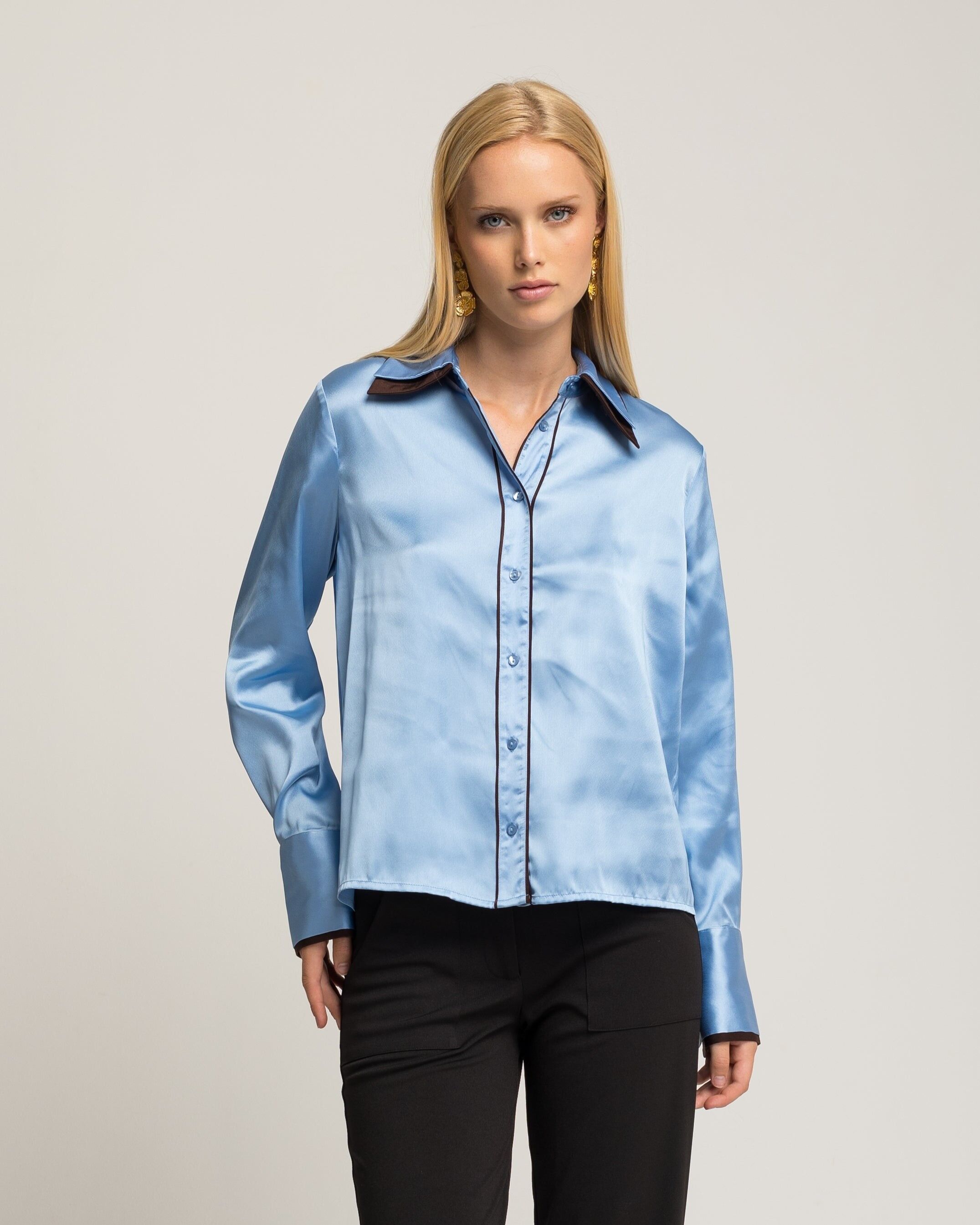 Blusa in raso a contrasto Esmeria