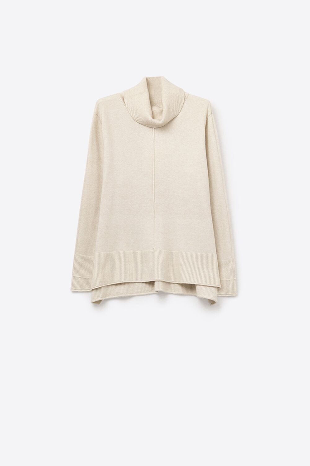 Maglione oversize a collo alto beige