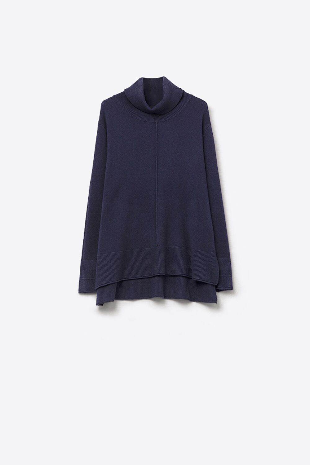 Maglione oversize a collo alto blu navy