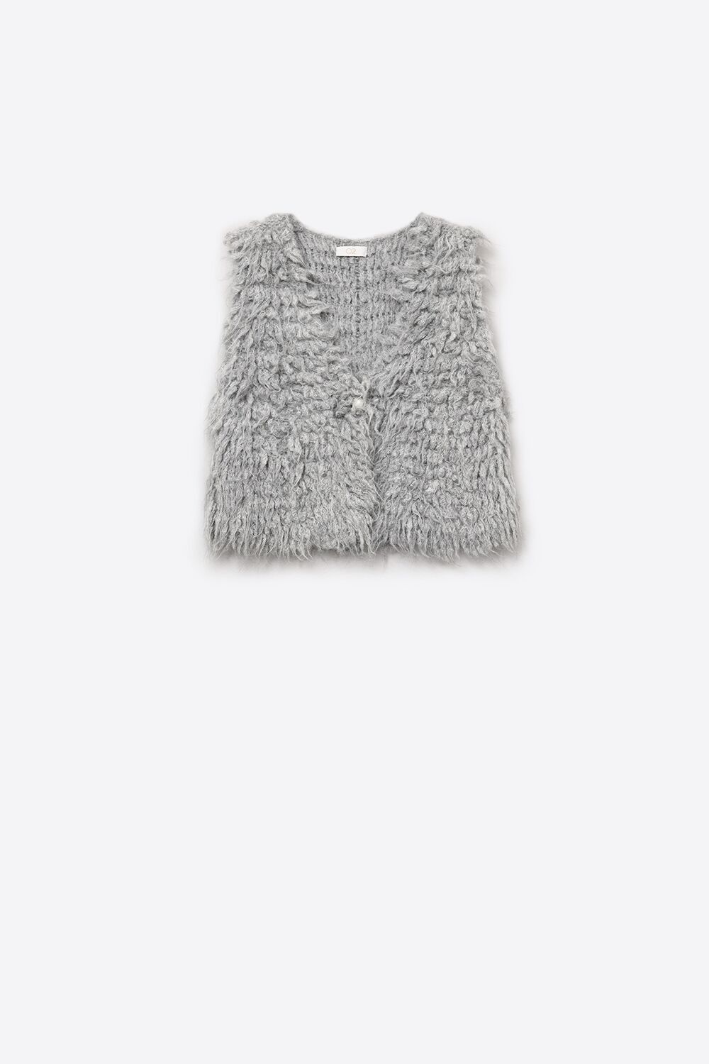 Luxurious vest with grey long-haired texture