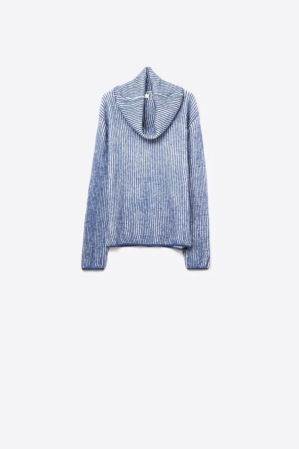 Marineblauer Rippstrickpullover mit Rollkragen