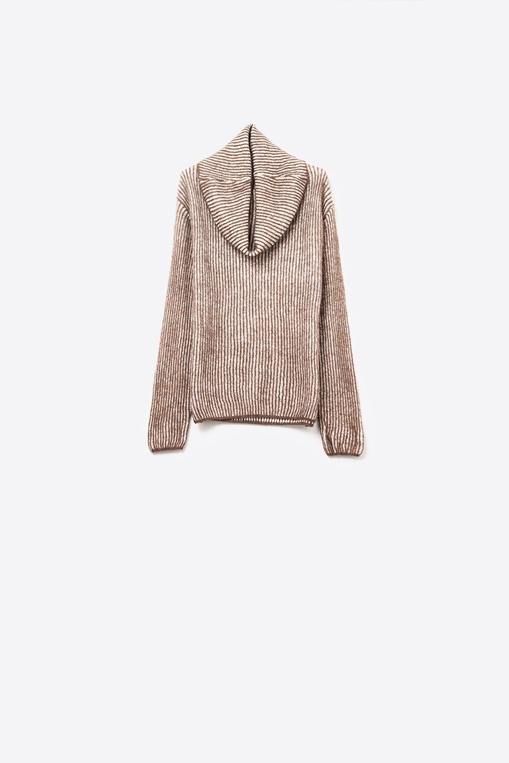 Brauner Rippstrickpullover mit Rollkragen