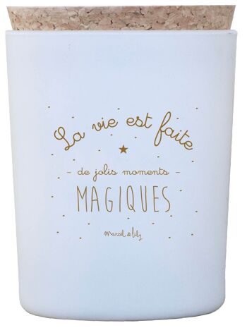 Bougie Végétale Artisanale "La Vie Est Faite De Jolis Moments Magiques" Pistache-Amande 2