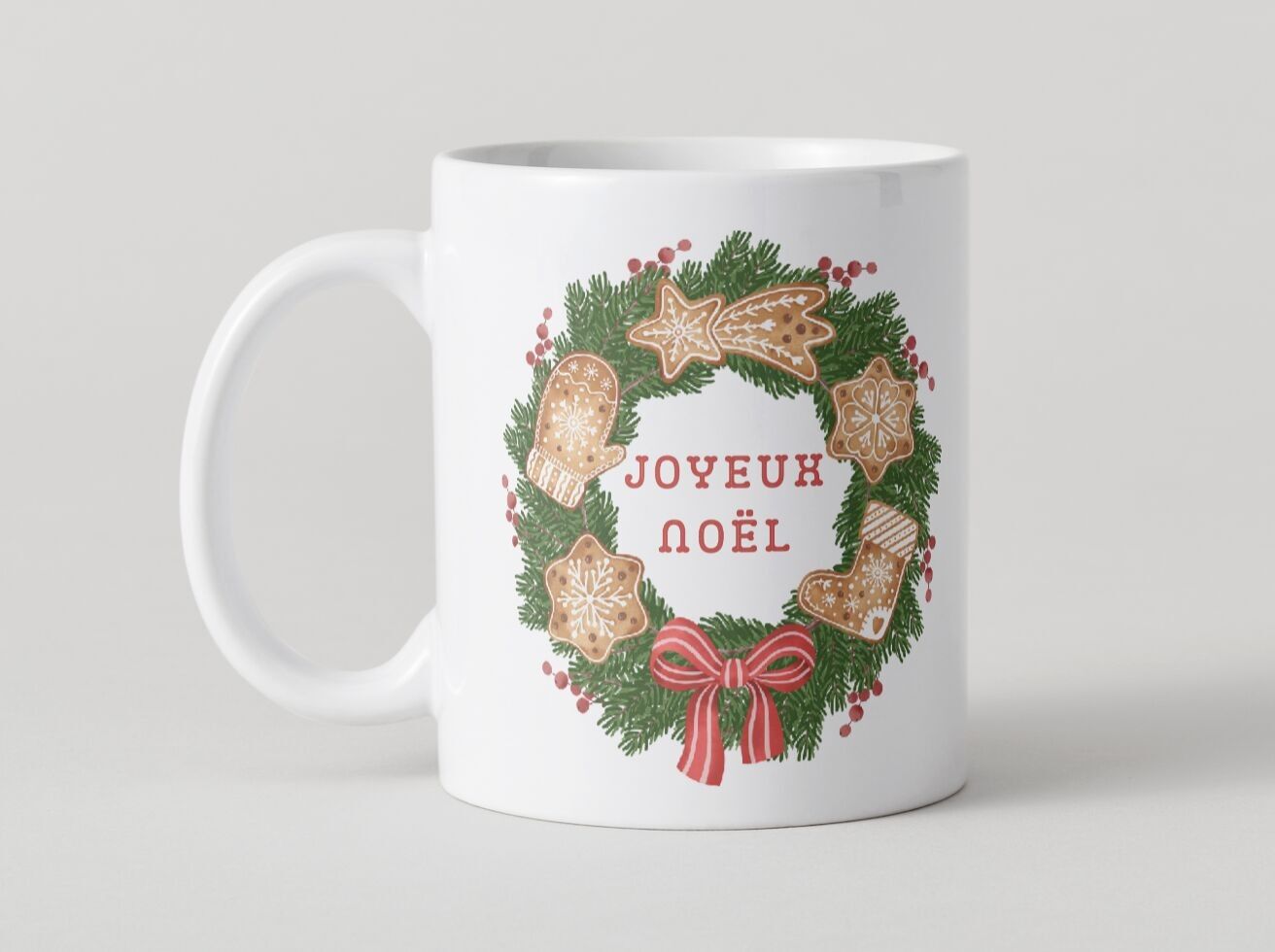 Mug, Christmas Wreath