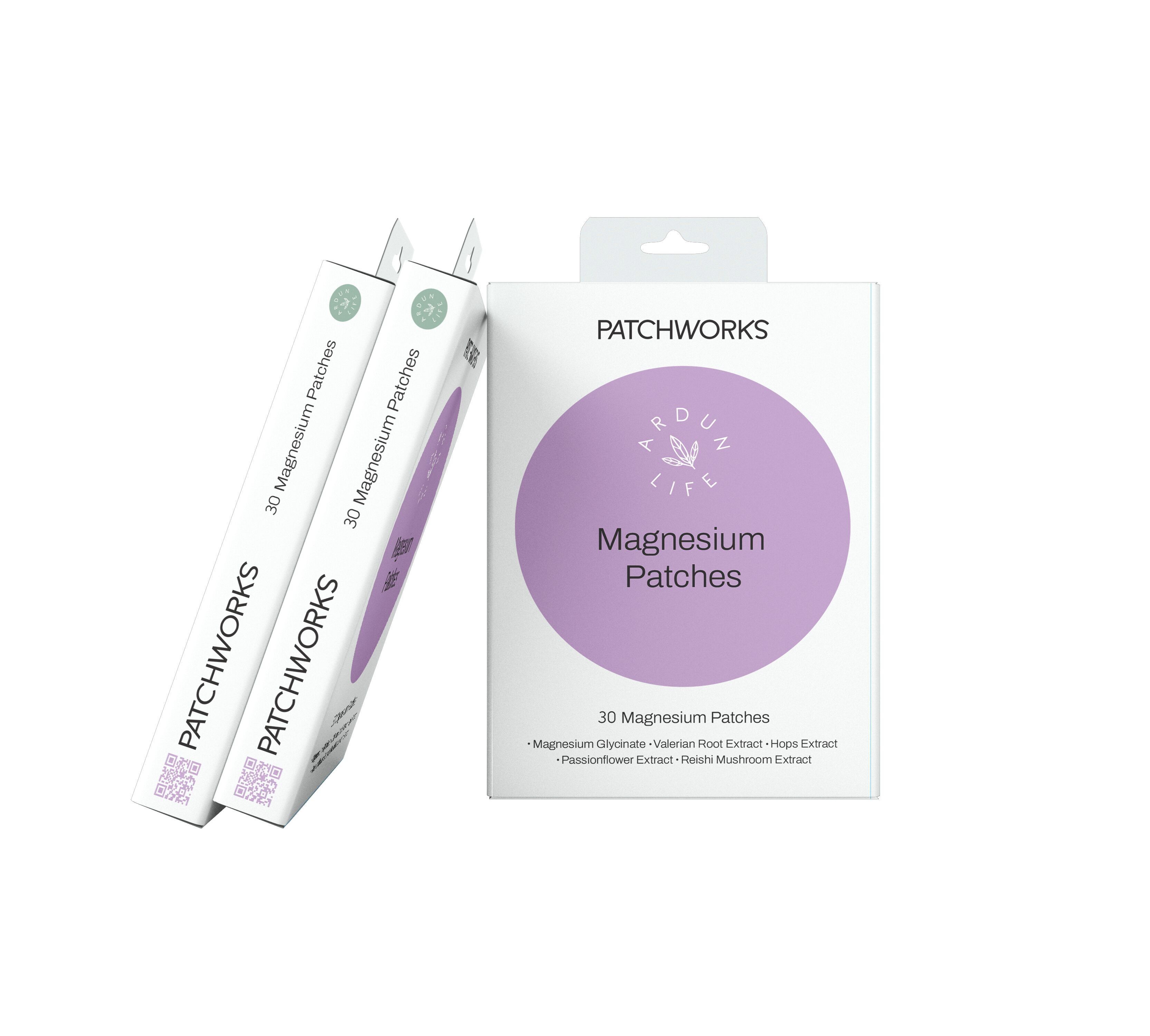 Magnesium PatchWorks Patches - Magnesium Glycinate, Valerian Root Extract, Hops Extract, Passionflower Extract, Reishi Mushroom Extract