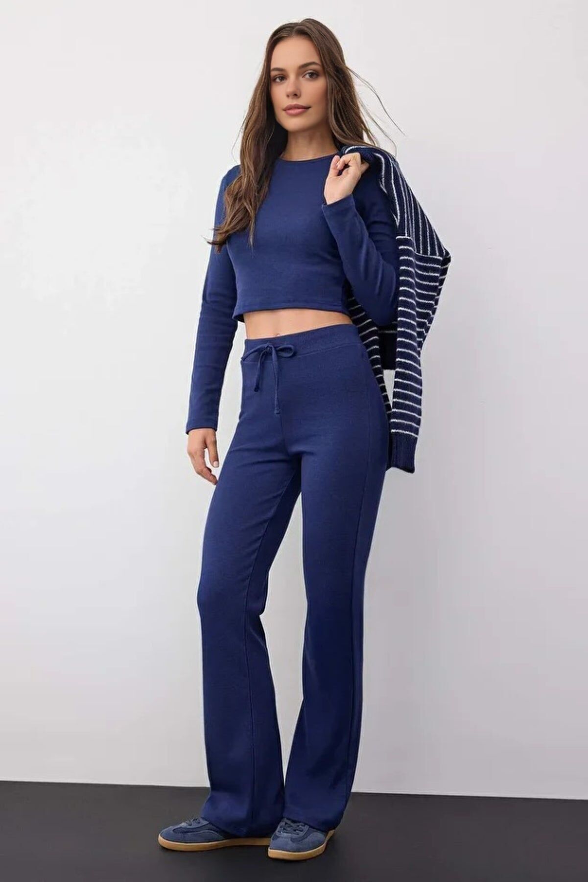 Ensemble 2 pièces haut et pantalon en tricot coupe slim