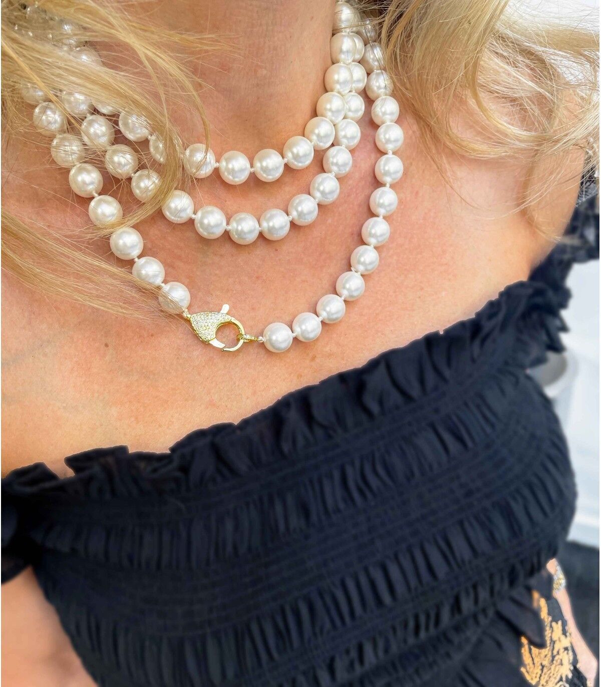 Collana di perle coltivate con chiusura in zirconio - Lunghezza 26 cm