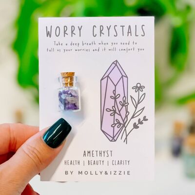 Amethyst Worry Crystals on Card