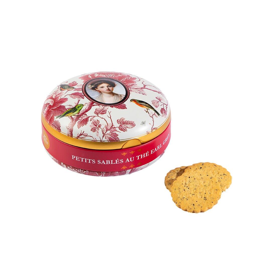 Biscuits sablés au thé Earl Grey - boîte métal ronde "Oisellerie" 175g Saint Valentin